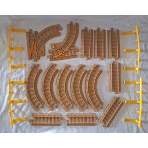 Geotrax Railroad Track Set With Switches & Yellow Guardrails 18 Piece Lot